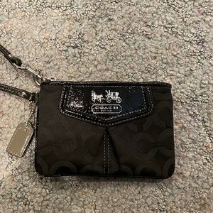 Small coach wristlet - black